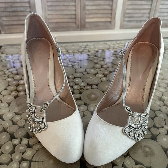 Emmy London Shoes - Emmy London Jeweled Stiletto Pumps White